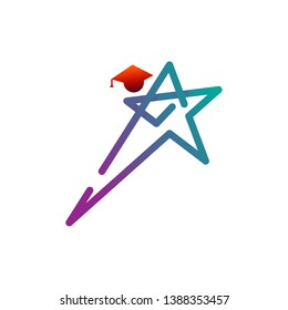 simple education logo, star and head