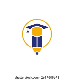 simple education and pencil, hat logo design vector with flat style