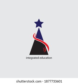 simple educational creative logo illustration star pyramid building abstract vector design