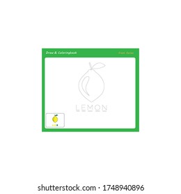 Simple educational draw and coloring game for kids. Illustration  of lemon.