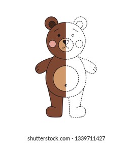 Simple educational game for kids. Vector illustration of funny bear for coloring book