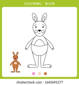 Simple educational game for kids. Vector illustration of kangaroo for coloring book