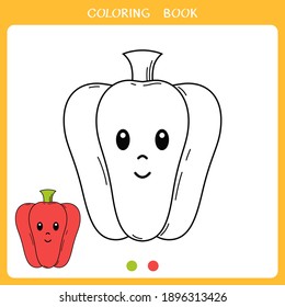 Simple educational game for kids. Vector illustration of cute pepper for coloring book