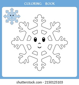 Simple educational game for kids. Vector illustration of cute snowflake for coloring book