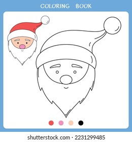 Simple educational game for kids. Vector illustration of cute Santa Claus for coloring book