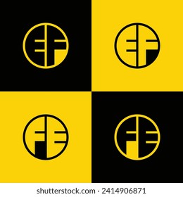 Simple EF and FE Letter Circle Logo Set, suitable for business with EF and FE initial.