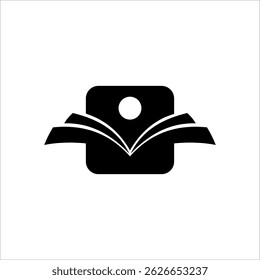 Simple and effective logo design featuring an open book, symbolizing education, knowledge, and learning, perfect for educational institutions or literacy-related businesses