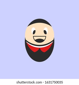 simple egg character with elegant suit, and blue background