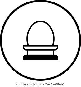 Simple egg cup icon illustration within a circular frame for minimalist design
