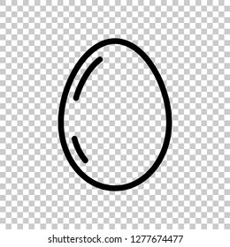 Simple egg with reflection, sign of easter, outline linear icon. Black symbol on transparent background