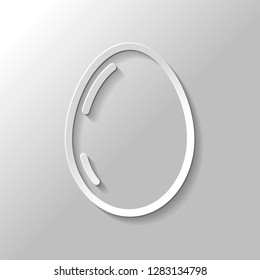 Simple egg with reflection, sign of easter, outline linear icon. Paper style with shadow on gray background