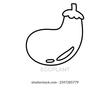 Simple Eggplant hand drawn icon image. Cute, vector, editable, simple, vegetable icon, coloring page.