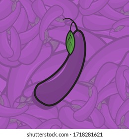 Simple eggplant icon design with pattern background