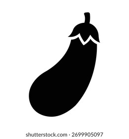 Simple Eggplant Vector Icon Silhouette Vegetable Food Symbol.