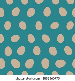 Simple eggs polka dots seamless vector pattern. Easter surface print design for fabrics, stationery, scrapbook paper, gift wrap, textiles, home decor, backgrounds, and packaging.