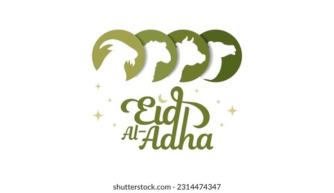 Einfaches Eid-Al-Adha-Banner mit opferender Silhouette-Illustration
