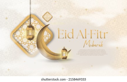 Einfache Laterne und goldene Mondvektor-Design, geeignet für Banner, soziale Medien, Grüße und andere Themen eid
