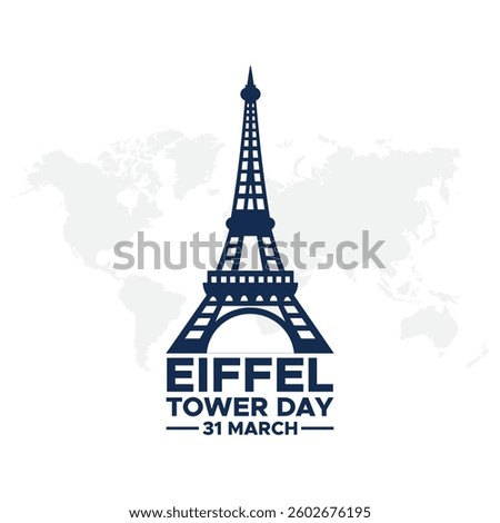 simple Eiffel Tower silhouette, Eiffel Tower Day to celebrate on March 31st. Line art illustration of a tower.