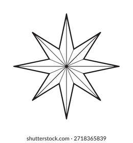 Um desenho simples de estrelas de oito pontas renderizado em linhas pretas e brancas