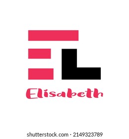 Simple EL or ELISABETH letter vector, for free design.