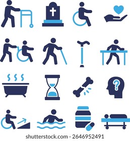 Simple Elderly Silhouette Icon Set