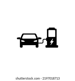 diseño simple de icono de coche eléctrico vector, ilustración de reabastecimiento de coches eléctricos