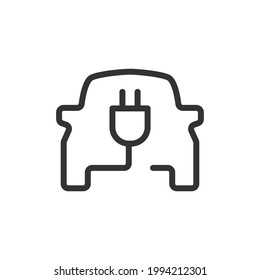 Einfaches Symbol für die elektrische Linie des Autos. Premium-Symbol im Strichstil. Design des elektrischen Autos Symbol. Vektorgrafik.