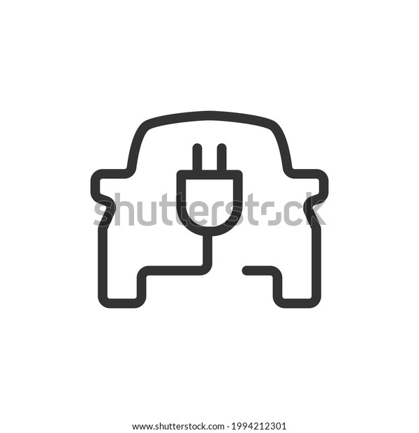 Simple electric\
car line icon. Premium symbol in stroke style. Design of electric\
car icon. Vector\
illustration.