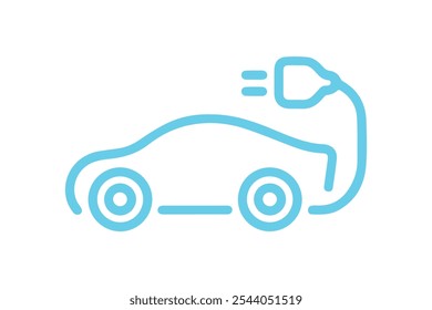 Simple electric car outline icon with charging plug perfect for eco-friendly and sustainable energy designs automotive infographics and green energy projects