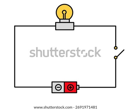 Simple Electric Circuit Diagram with One Light Bulb and Battery Source