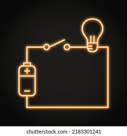 Simple electric circuit scheme neon icon in line style. Vector illustration.