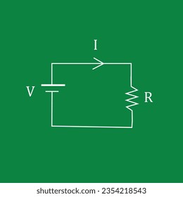 Simple electric circuit. Voltage, Amperage, and Resistance. Vector illustration isolated on white. resistors 