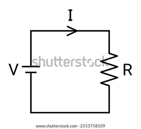 Simple electric circuit. Voltage, Amperage, and Resistance. Vector illustration isolated on white.