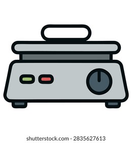 Simple electric griddle with power indicator lights and control knob on a flat surface