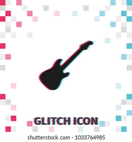 Simple  electric guitar glitch effect vector icon.