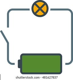 Simple electric scheme with lamp and battery