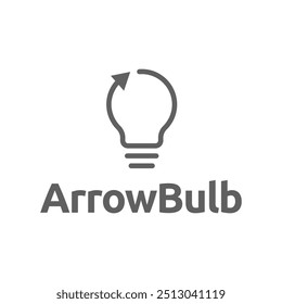 Simple electrical bulb with arrow symbol logo.