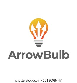 Simple electrical bulb with arrow symbol logo.