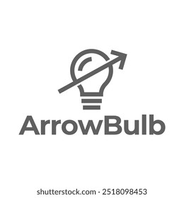 Simple electrical bulb with arrow symbol logo.