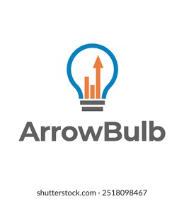 Simple electrical bulb with arrow symbol logo.
