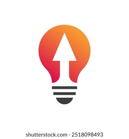 Simple electrical bulb with arrow symbol logo.