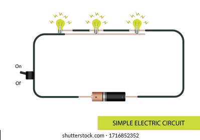 simple electrical circuit. simple electrical circuit diagram. subject of physics lesson electrical energy