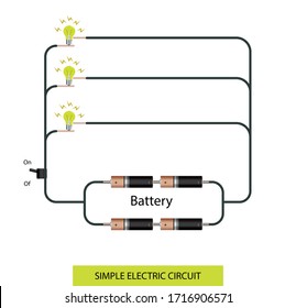simple electrical circuit. simple electrical circuit diagram. subject of physics lesson electrical energy
