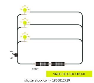 Simple Electrical Circuit. Simple Electrical Circuit Diagram. Subject Of Physics Lesson Electrical Energy