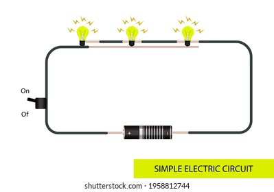 simple electrical circuit. simple electrical circuit diagram. subject of physics lesson electrical energy