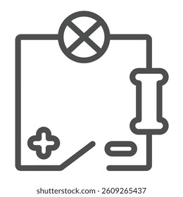 Simple electrical circuit line icon, electrician service concept. Vector graphics. Electricity grammar sign on white background, outline style icon for mobile or web design