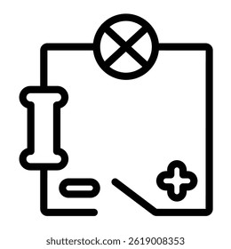 Simple electrical circuit line icon, electrician service concept. Vector graphics. Electricity grammar sign on white background, style mobile or design