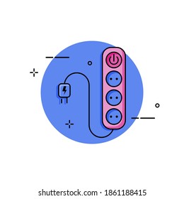 Ilustración simple de salida eléctrica. Siéntase fácil de editar con archivo vectorial. Puede usar para todo el contenido de diseño gráfico. Especialmente sobre la tecnología.