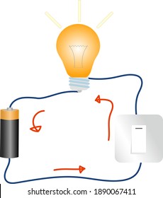 Simple Electricity Circuit Vector Illustration