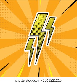 Simple electricity pop art comic icon illustration